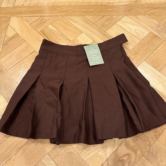 Brown Pleated Skater Mini Tennis Skirt US0 NWT - Picture 2 of 6